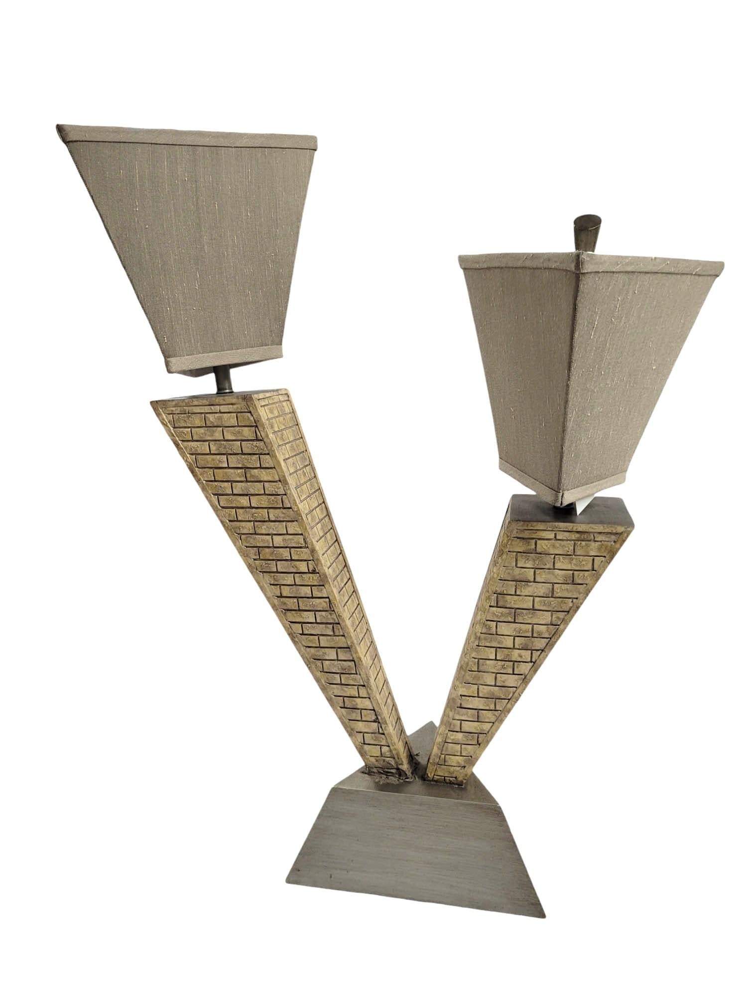 Skyscraper-Inspired Table Lamp In Good Condition For Sale In North Palm Beach, FL