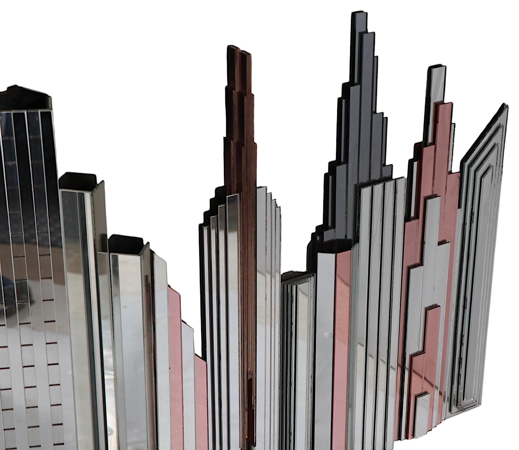 Skyscraper NYC Mirror in Mirrored Relief c. 1970/80's by Harvard Reflections For Sale 5