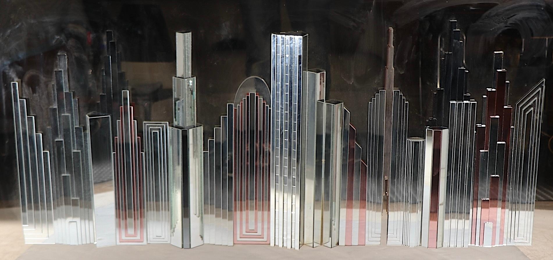Skyscraper NYC Mirror in Mirrored Relief c. 1970/80's by Harvard Reflections For Sale 7