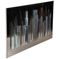 Skyscraper NYC Mirror in Mirrored Relief c. 1970/80's by Harvard Reflections