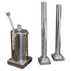 "Skyscraper Salt, Pepper and Mustard Pot" by George Jensen, Rare Sterling Silver