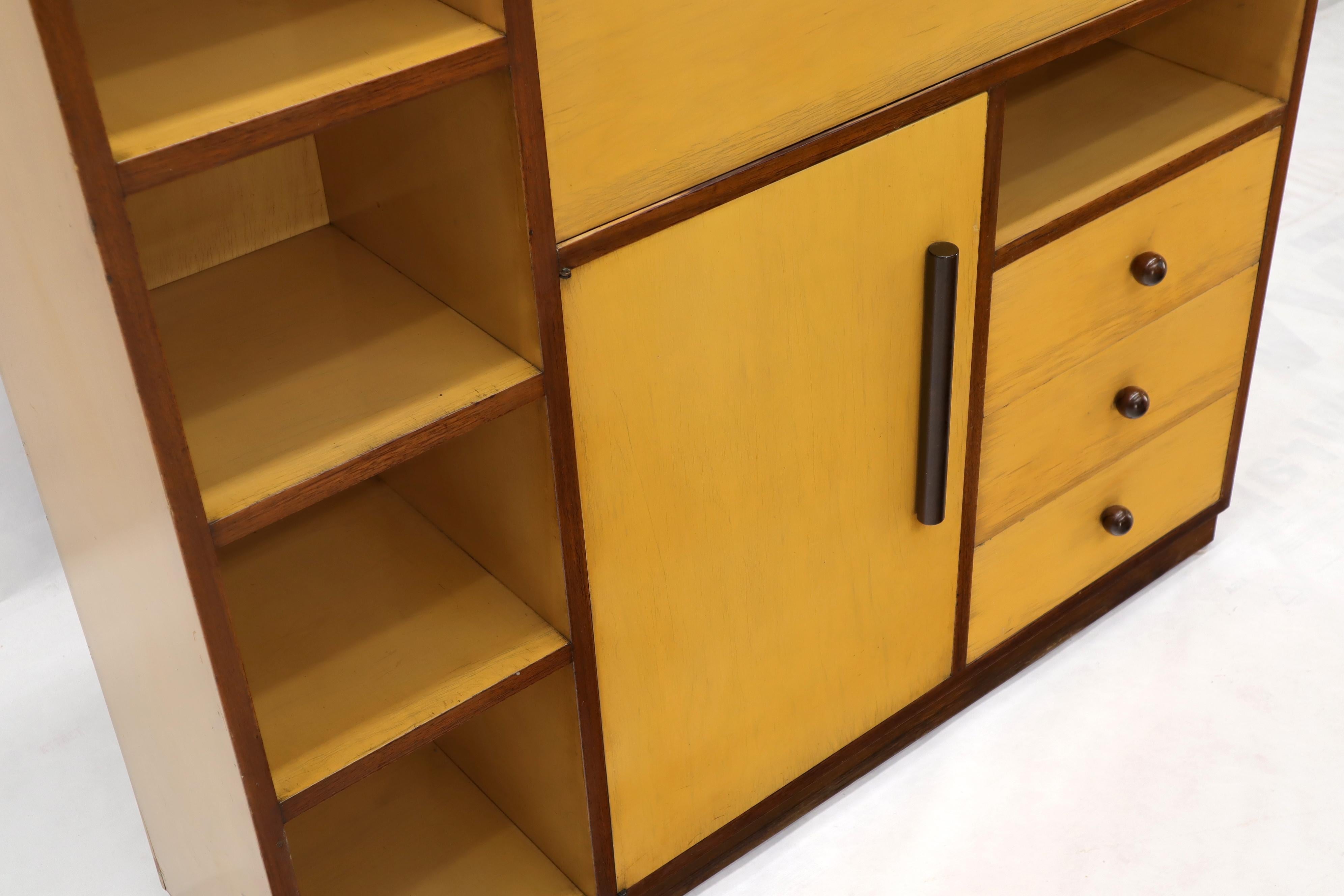 Maple Skyscraper Style Drop Front Desk Secretary Bookcase Wall Unit Cabinet