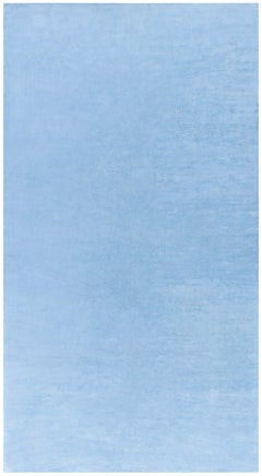 "Skywash" Modern Hand-Knotted Solid Light Blue Linen Rug by Doris Leslie Blau