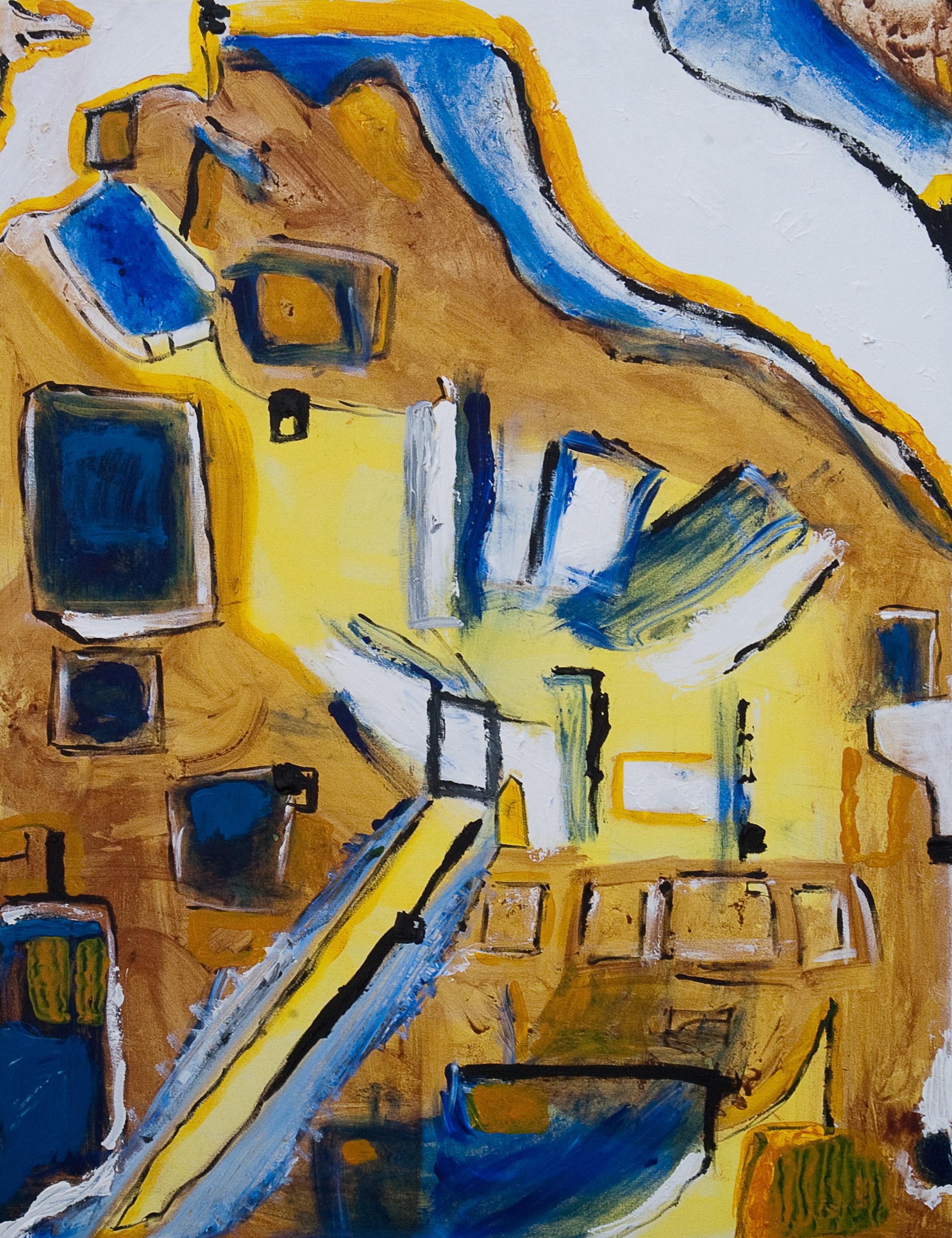 SL Baker Landscape Painting - City Day, Architectural Abstract and Cityscape by American Female Artist