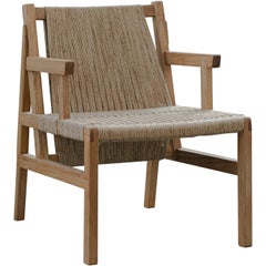 SL Collection Wooden Chair with Armrest Woven with Jute