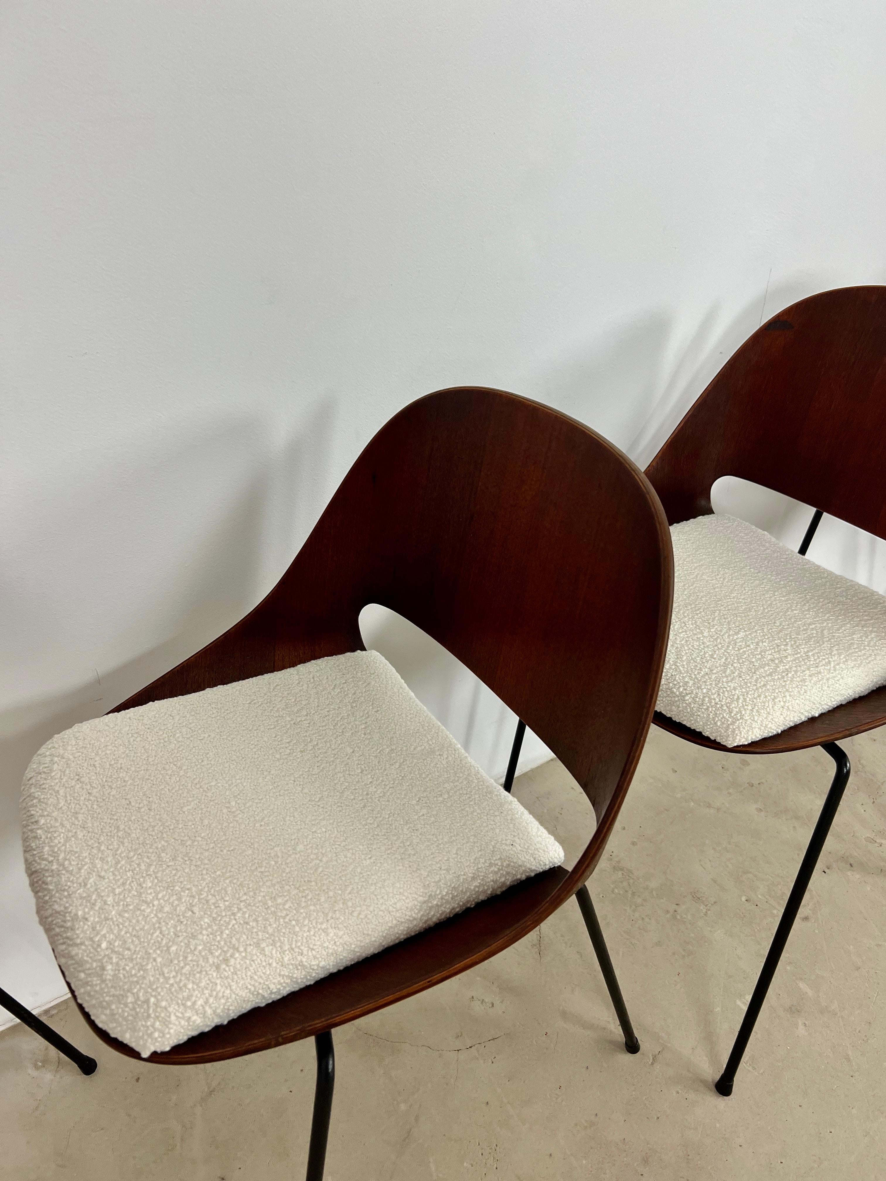 SL58 Plywood Chairs in Teak by Léon Stynen for Sope, Finland, 1960s Set 7 6
