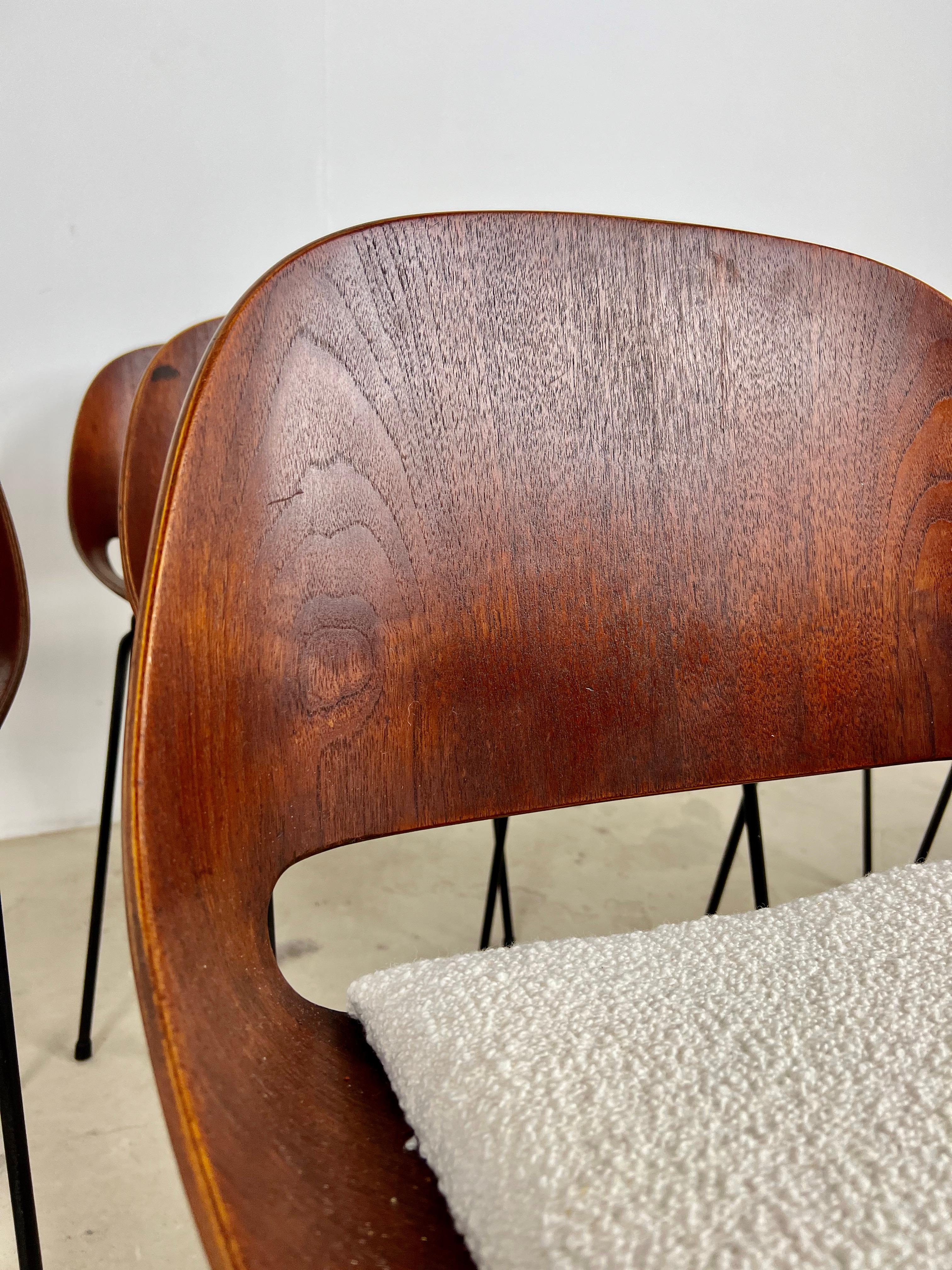 SL58 Plywood Chairs in Teak by Léon Stynen for Sope, Finland, 1960s Set 7 In Good Condition In Lasne, BE