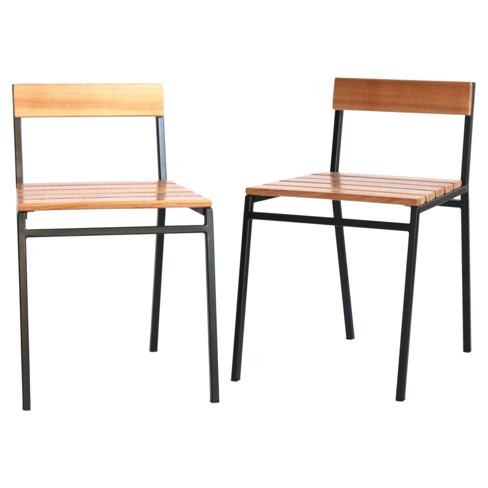 Slaat Dining Chair in Cedar and Steel, Indoor/Outdoor Design by Kln Studio For Sale