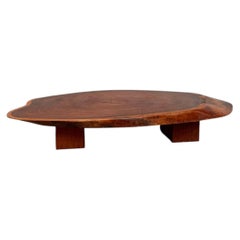 Slab 1970s coffee table, in the style George Nakashima