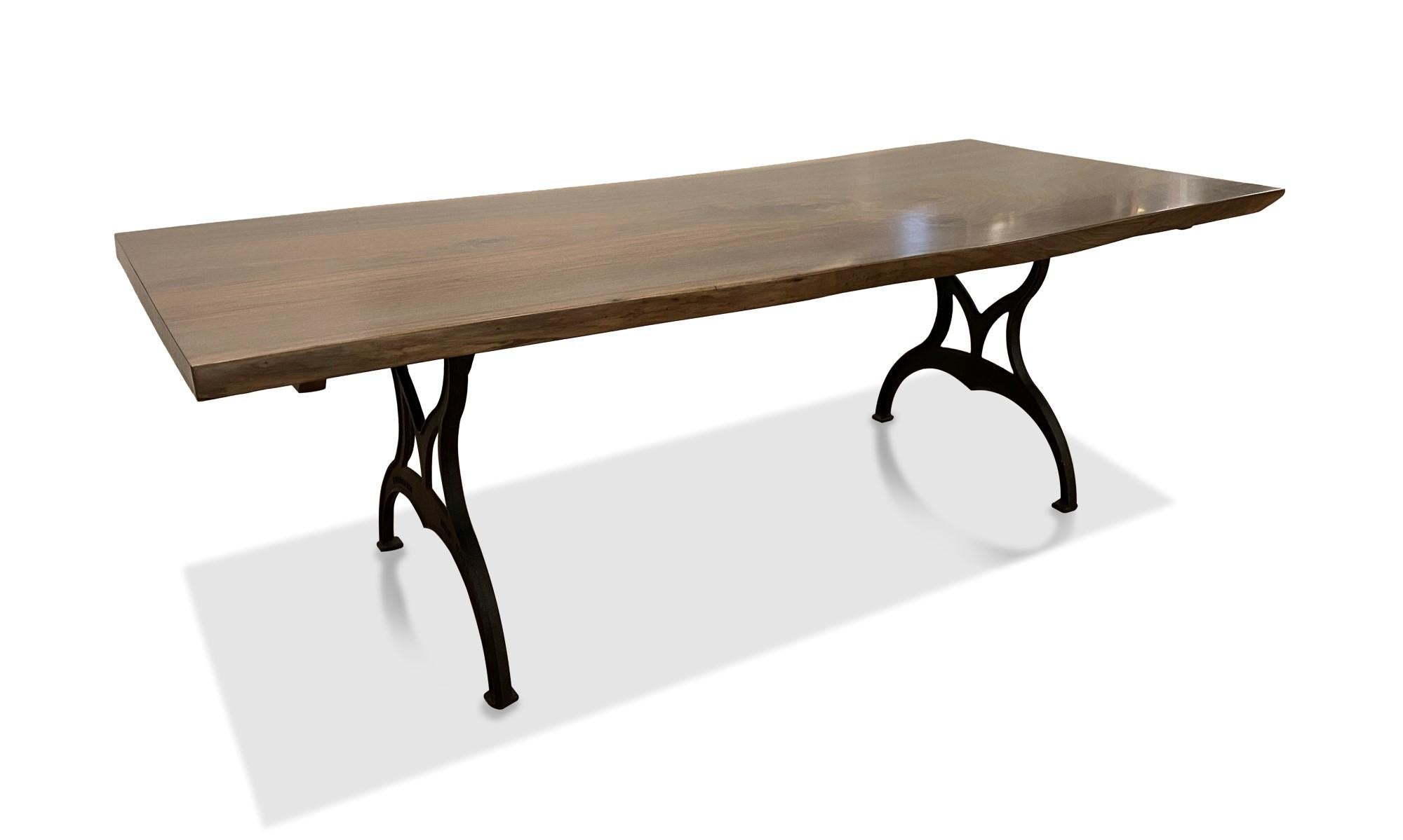 Slab American Black Walnut Live Edge Dining Table with Brooklyn Cast Iron Legs 3