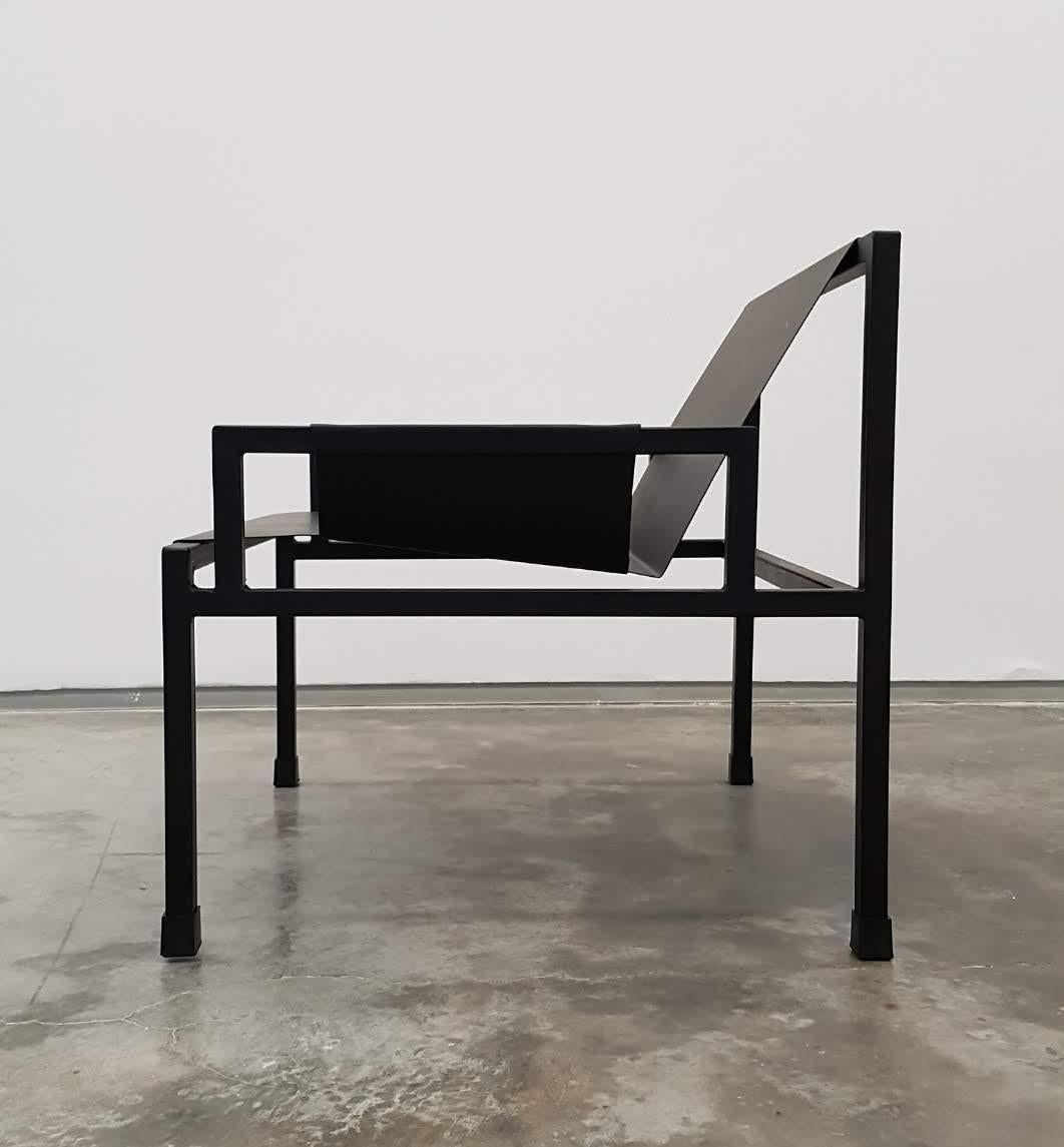 Minimalist Slab Armchair in Steel - Brazilian Contemporary Design For Sale