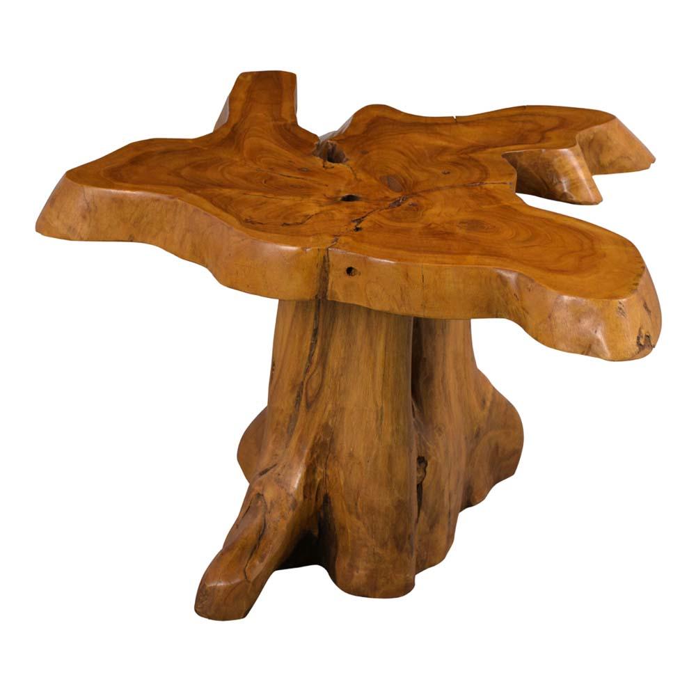 Carved Slab Burled Side Table