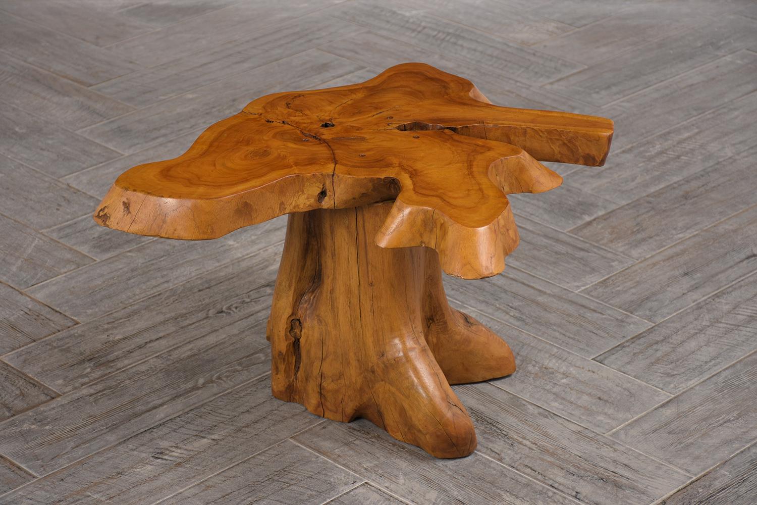 Slab Burled Side Table In Good Condition In Los Angeles, CA
