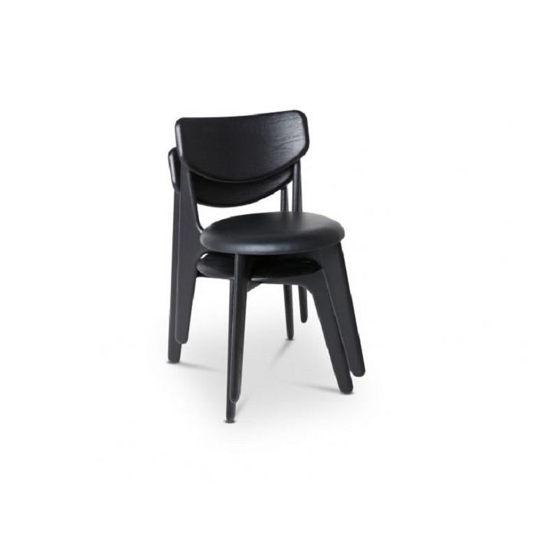 Leather Slab Chair Black Upholstered