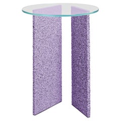 SLAB Tavolino lilla con piano in vetro