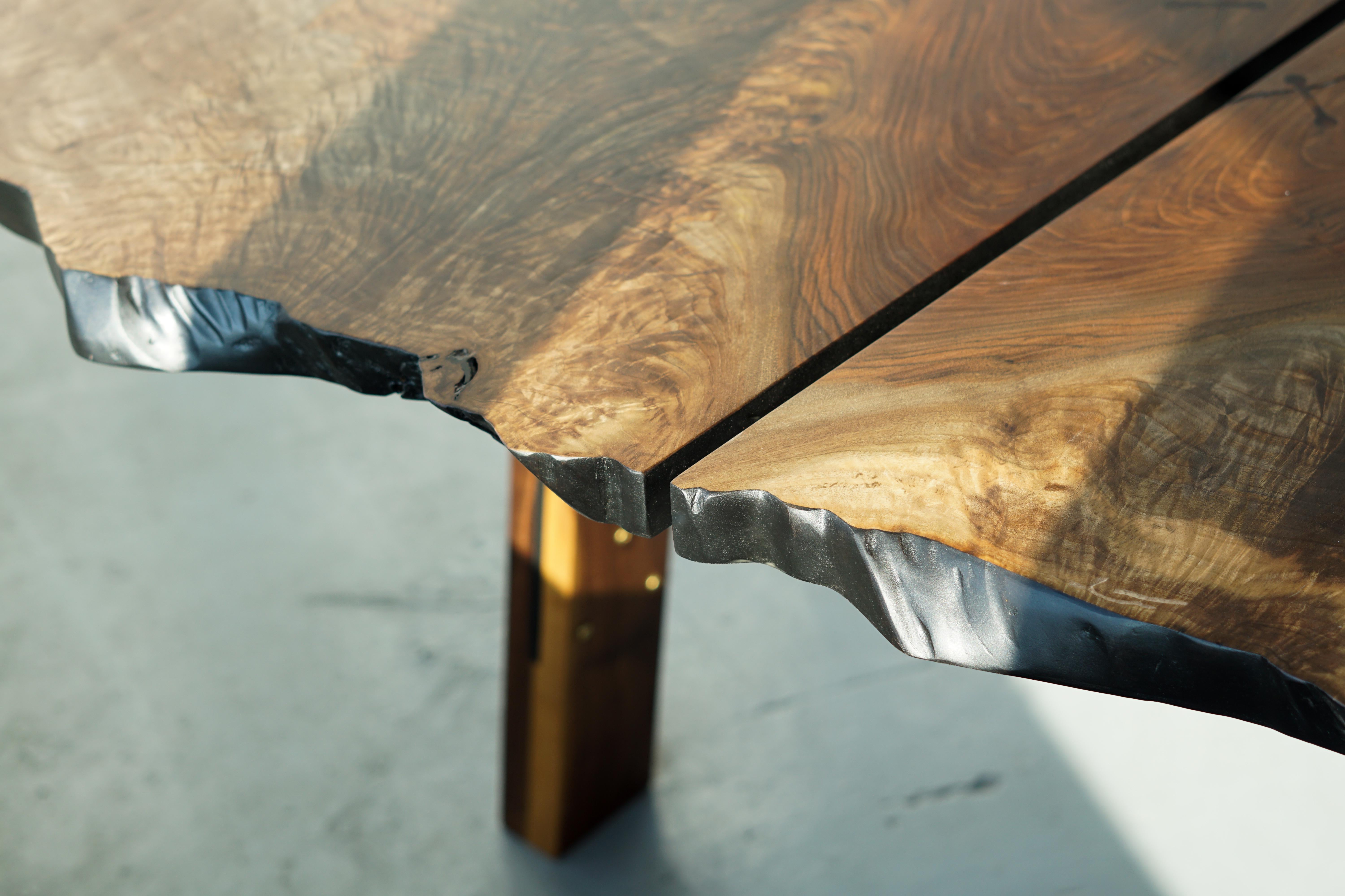 Slab Nº1 Bookmatched Claro Walnut Slab Table with Contemporary Steel