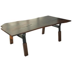 Slab Nº2 Claro Walnut Slab Table with Contemporary Steel Base