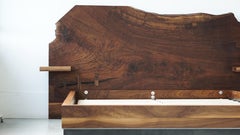 Slab Nº3 Modern Claro Walnut Slab Queen Bed by Swell Studio