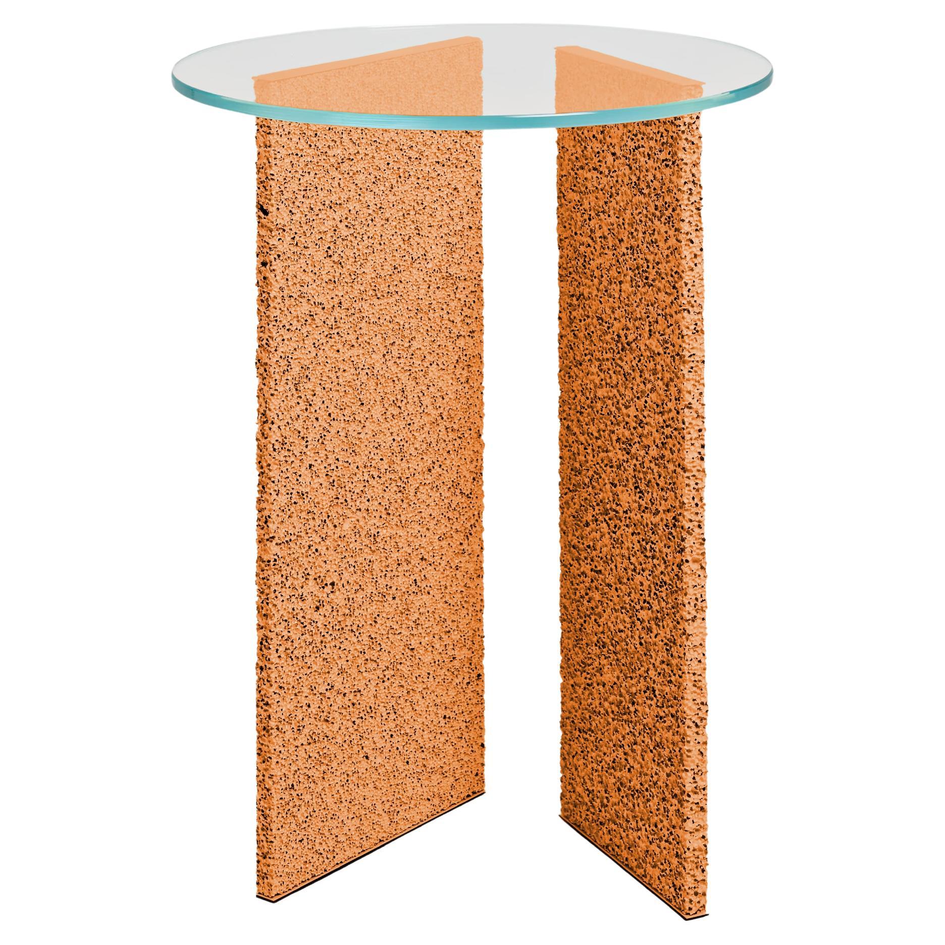 Tavolino SLAB arancione con piano in vetro