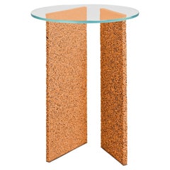 Tavolino SLAB arancione con piano in vetro