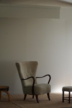 Slagelse Møbelfabrik, Danish Modern Lounge Chairs with Footstool in Beech, 1960s
