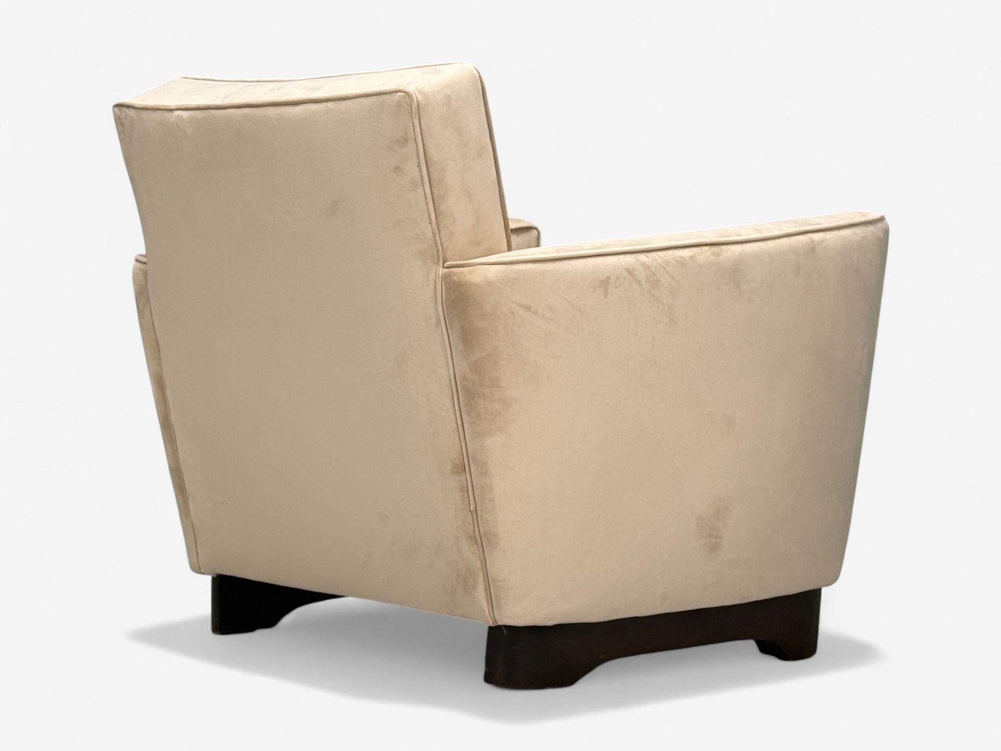 Slagelse Mobelfabrik, velours beige, hêtre, chaises longues, Danemark, années 1940 en vente 5