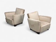 Slagelse Mobelfabrik, Beige Velvet, Beech, Lounge Chairs, Denmark, 1940s
