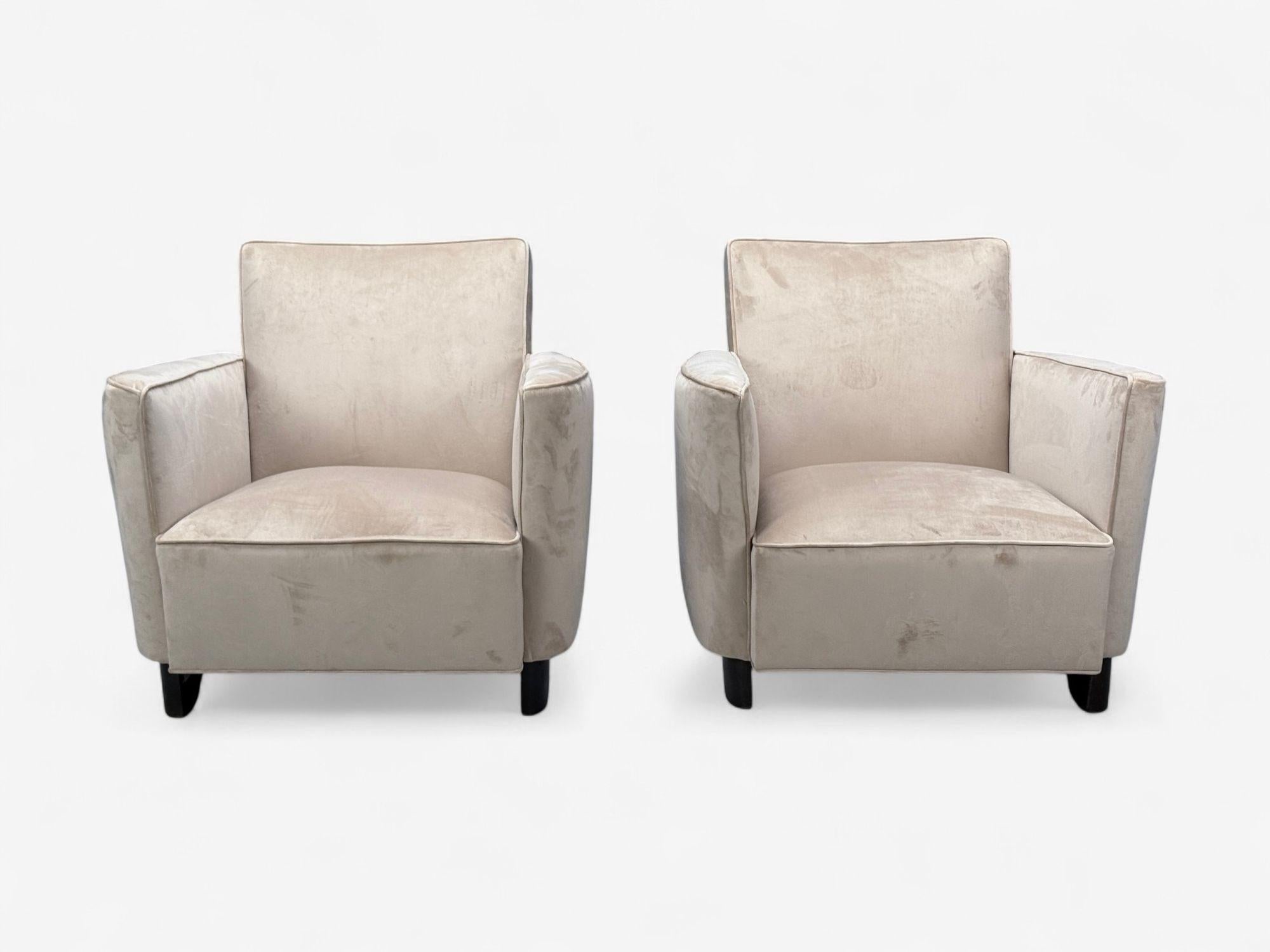 Mid-Century Modern Slagelse Mobelfabrik, velours beige, hêtre, chaises longues, Danemark, années 1940 en vente