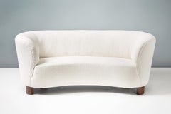 Danish Cabinetmaker 1950s Curved Boucle Sofa