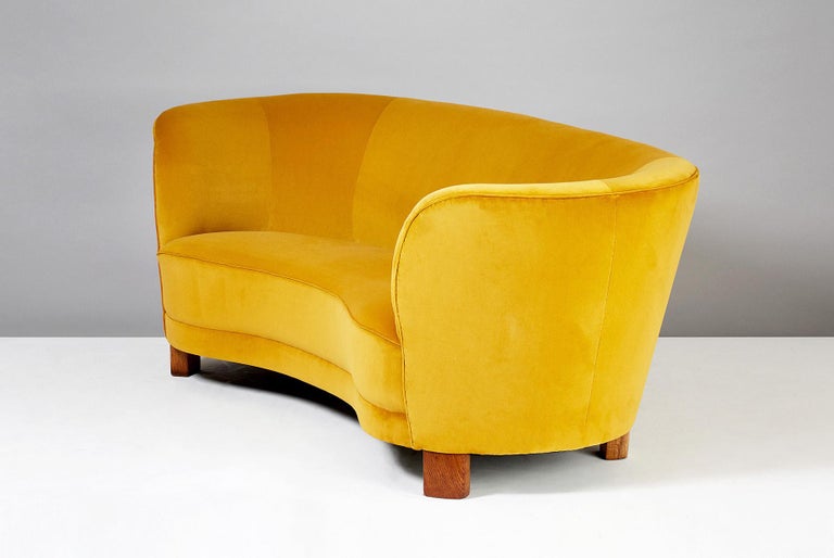 Slagelse Mobelvaerk 1950s Curved Velvet Sofa At 1stdibs