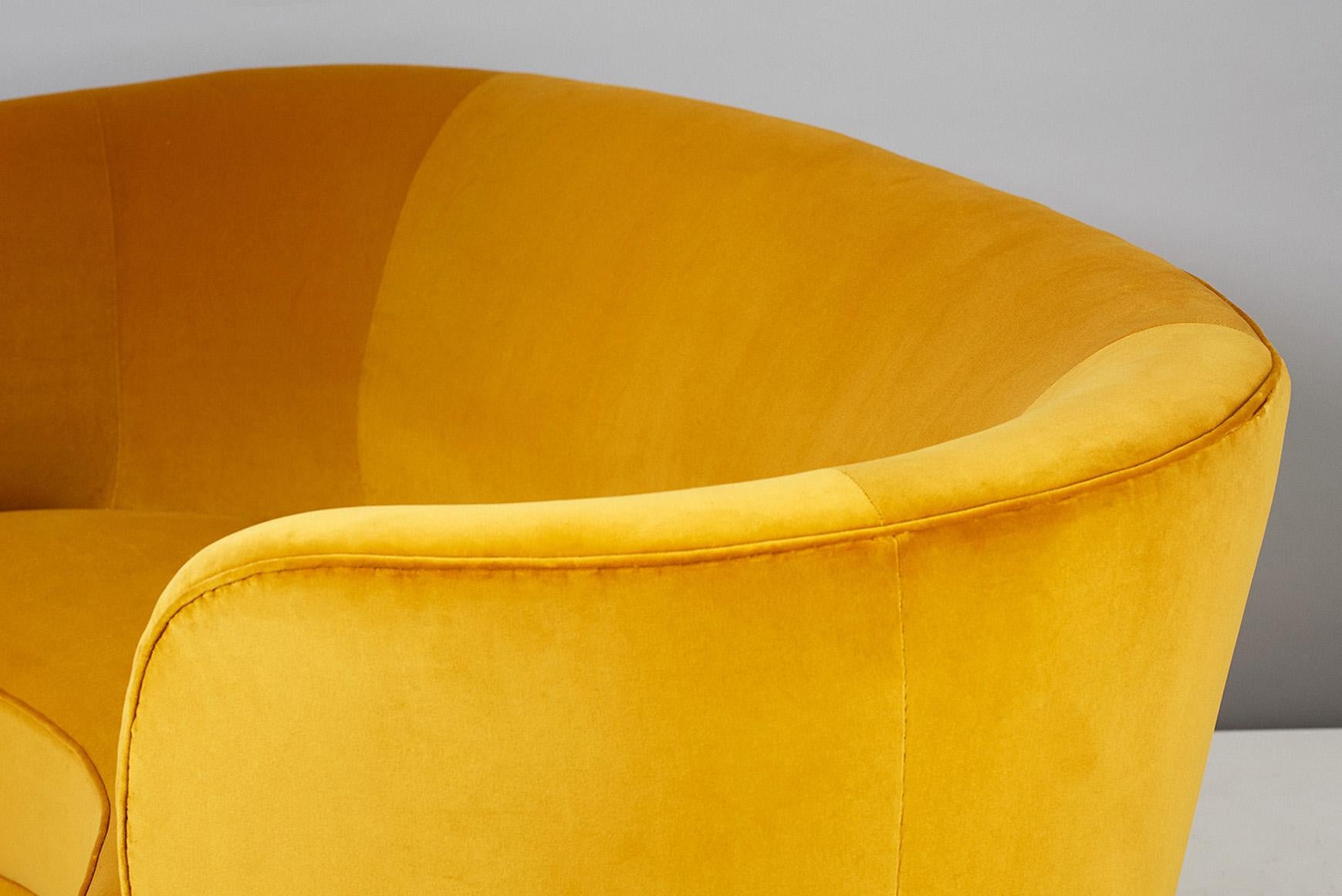 Slagelse Mobelvaerk 1950s Curved Velvet Sofa 1