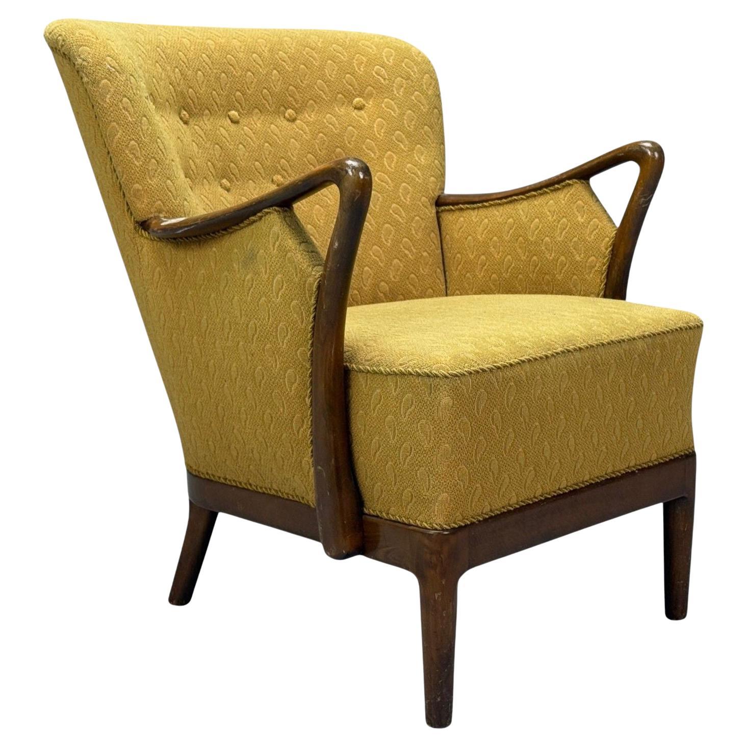 Slagelse Mobelvaerk, tissu, Wood, fauteuil sculptural, Danemark, années 1960