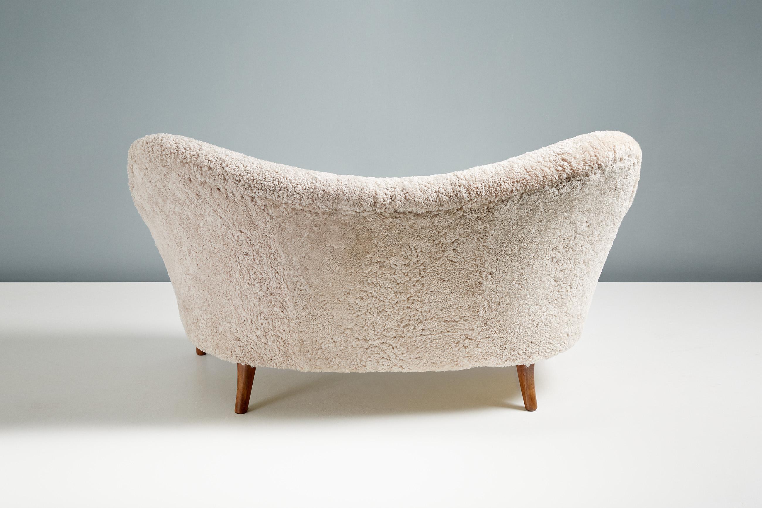 Mid-20th Century Slagelse Mobelvaerk Model 185 Vintage Sheepskin Sofa