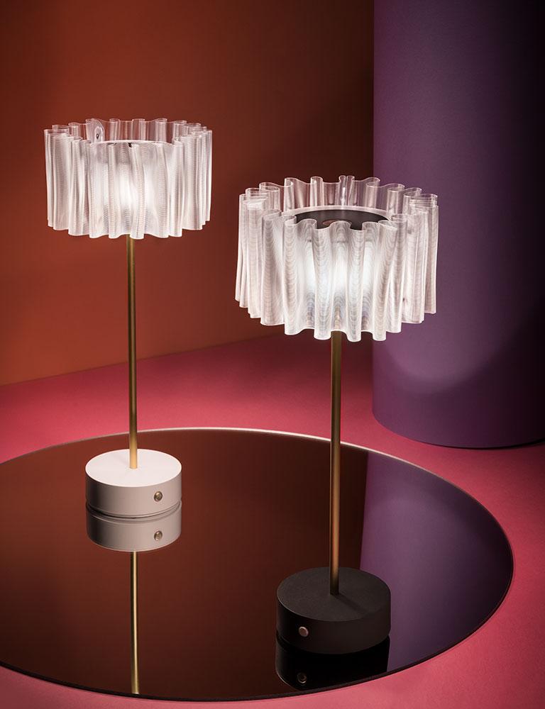Modern SLAMP Accordéon Battery - Prisma/white Portable Table Lamp by Marc Sadler For Sale