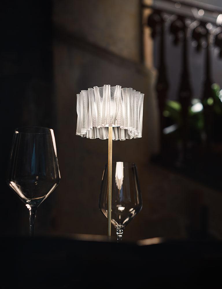 Hand-Crafted SLAMP Accordéon Battery - Prisma/white Portable Table Lamp by Marc Sadler For Sale