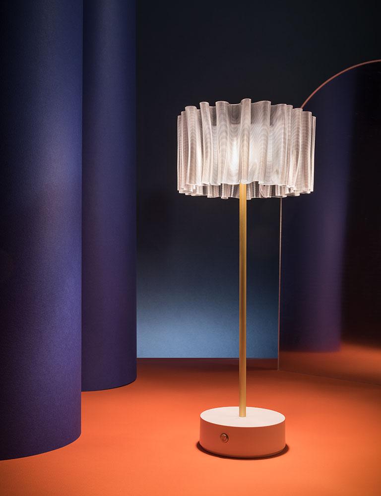 Contemporary SLAMP Accordéon Battery - Prisma/white Portable Table Lamp by Marc Sadler For Sale