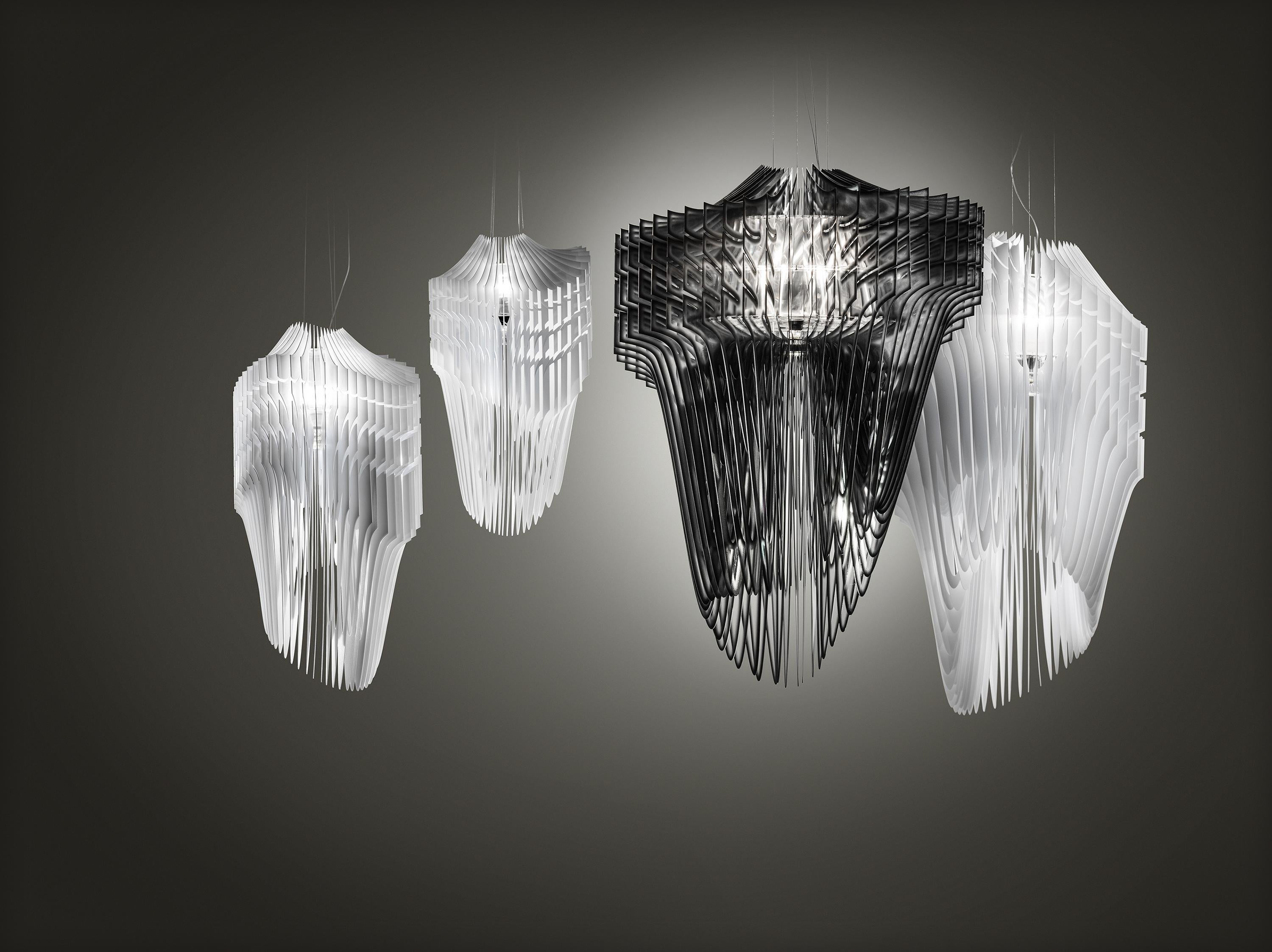 Italian SLAMP Aria Extra Large Pendant Light in Black Shade by Zaha Hadid For Sale