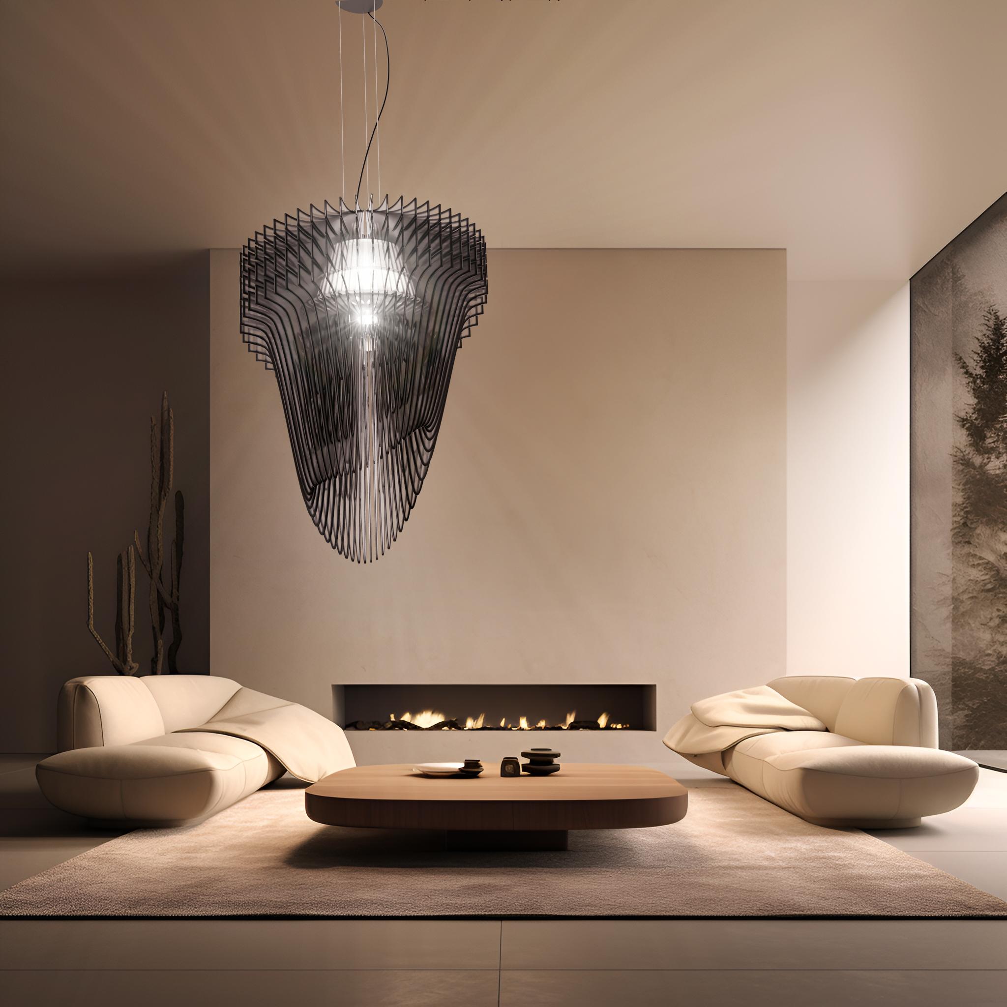 SLAMP Aria Extra Large Pendant Light con paralume nero di Zaha Hadid in vendita 1