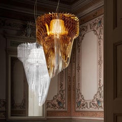 SLAMP Aria Extra Large Pendant Light in Gold by Zaha Hadid