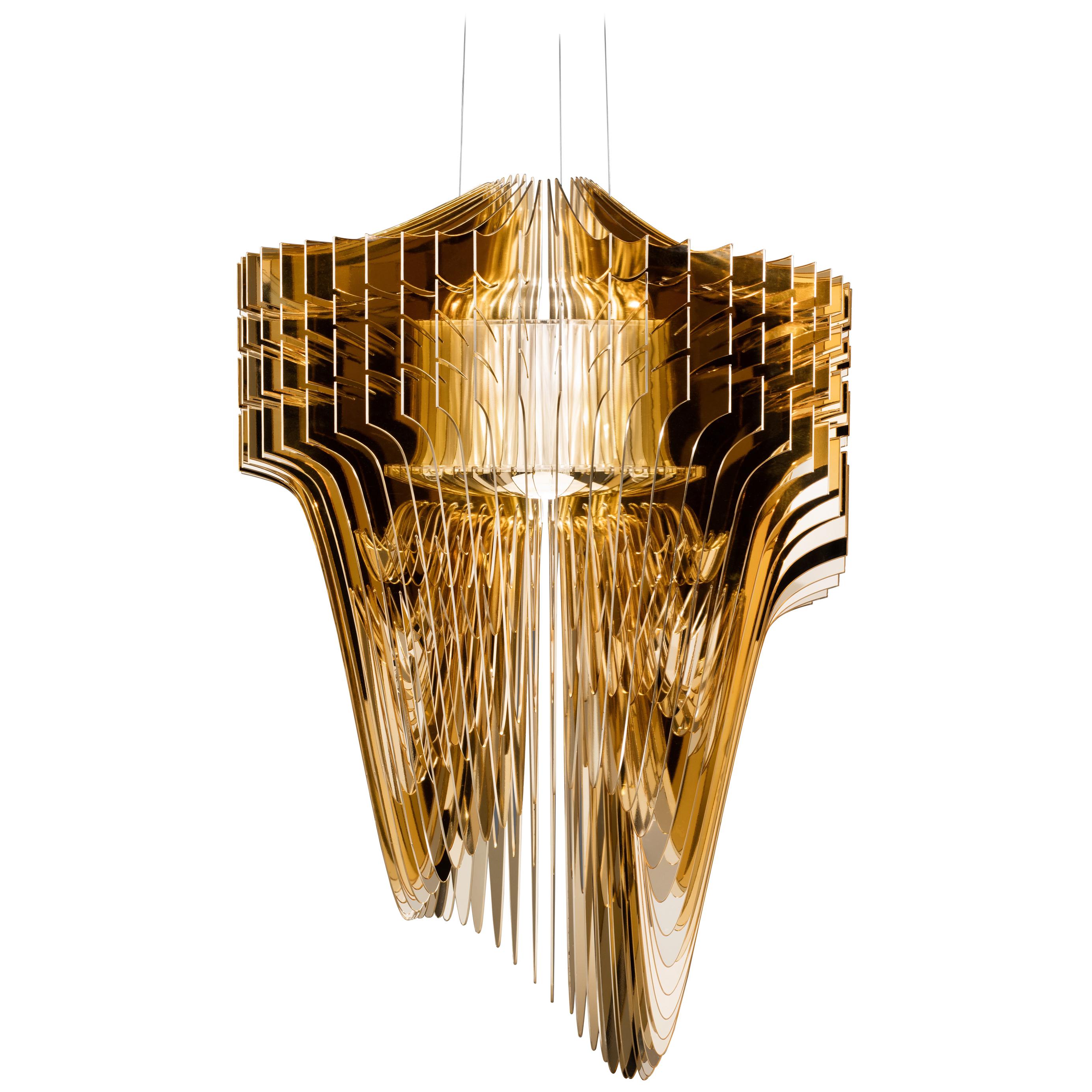 SLAMP Aria Medium Pendant Light in Gold by Zaha Hadid