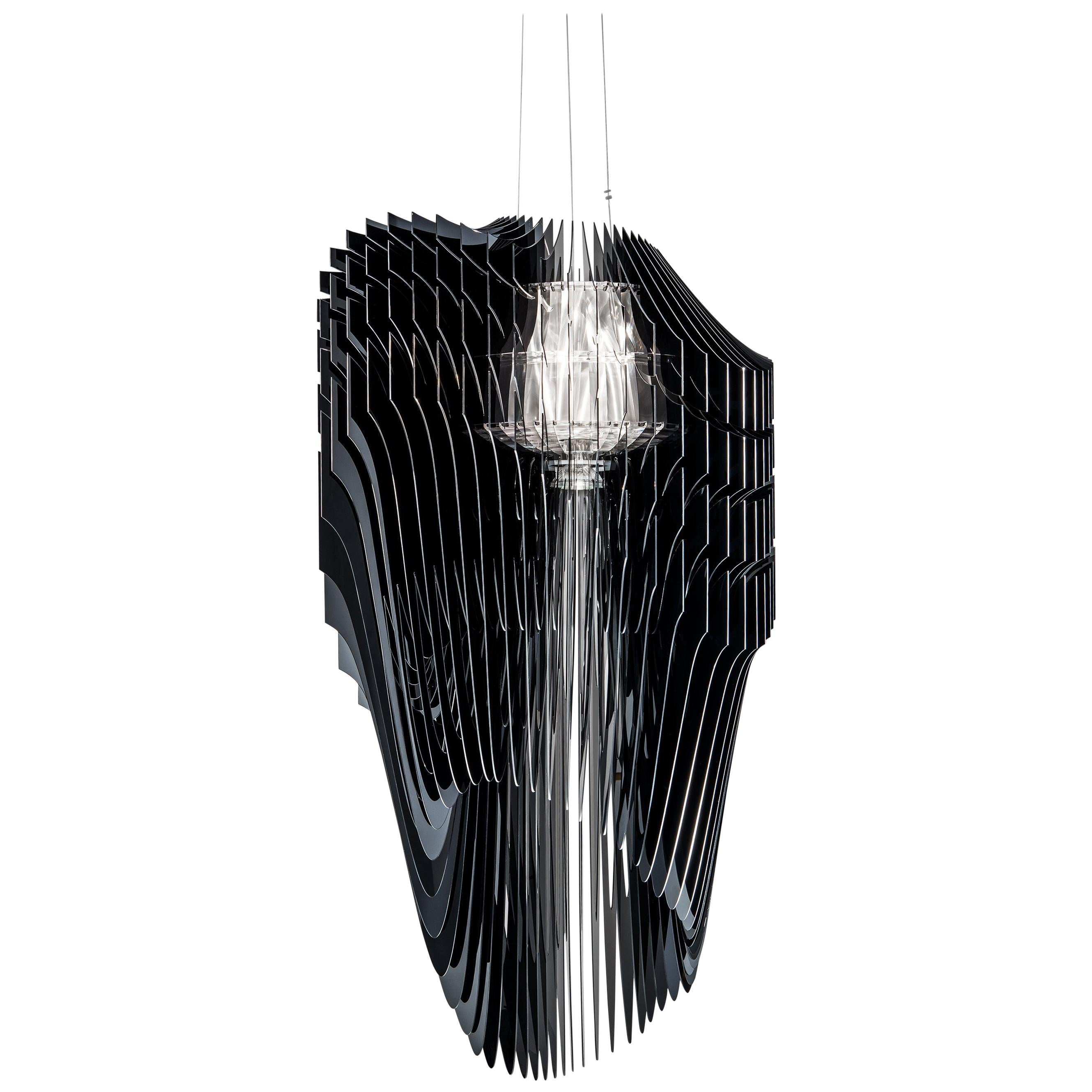 Slamp Avia Extra Large Pendant Light in Black by Zaha Hadid For Sale