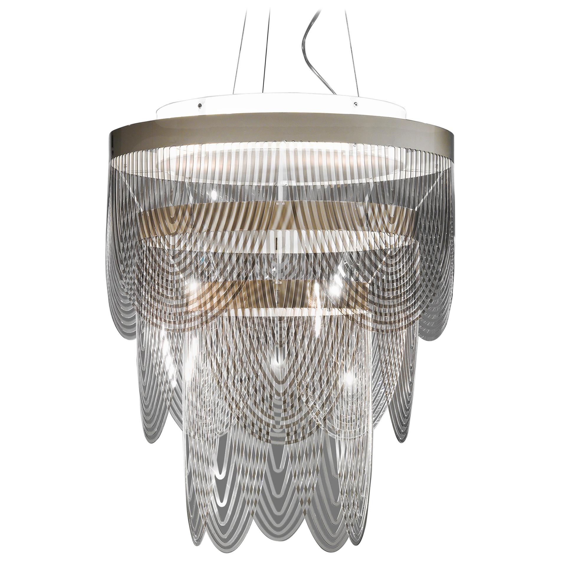 Petite lampe à suspension SLAMP Ceremony en fumé de Bruno Rainaldi en vente