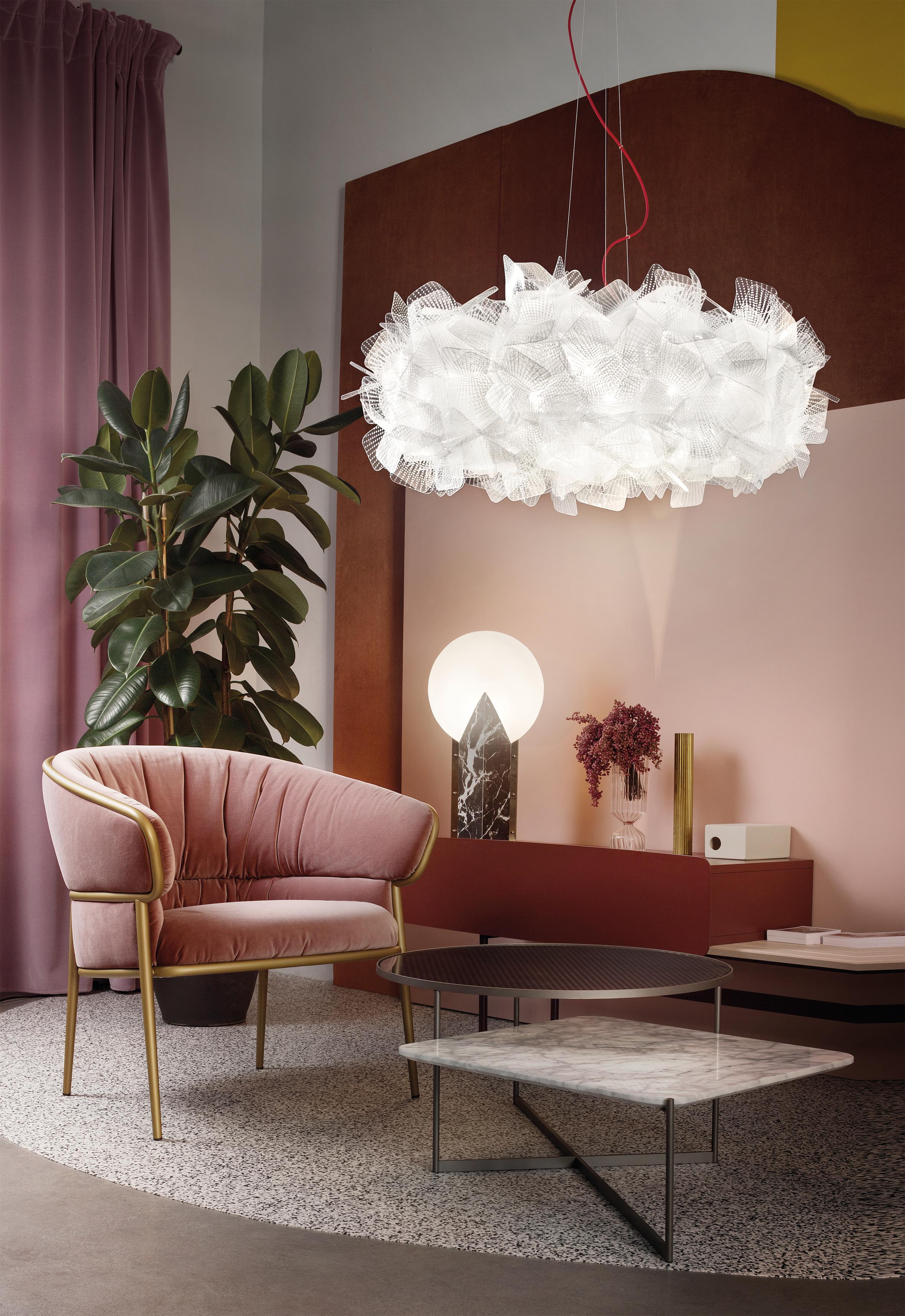 Italian Slamp Clizia Pendant Medium Pixel, Red Wire by Adriano Rachele For Sale