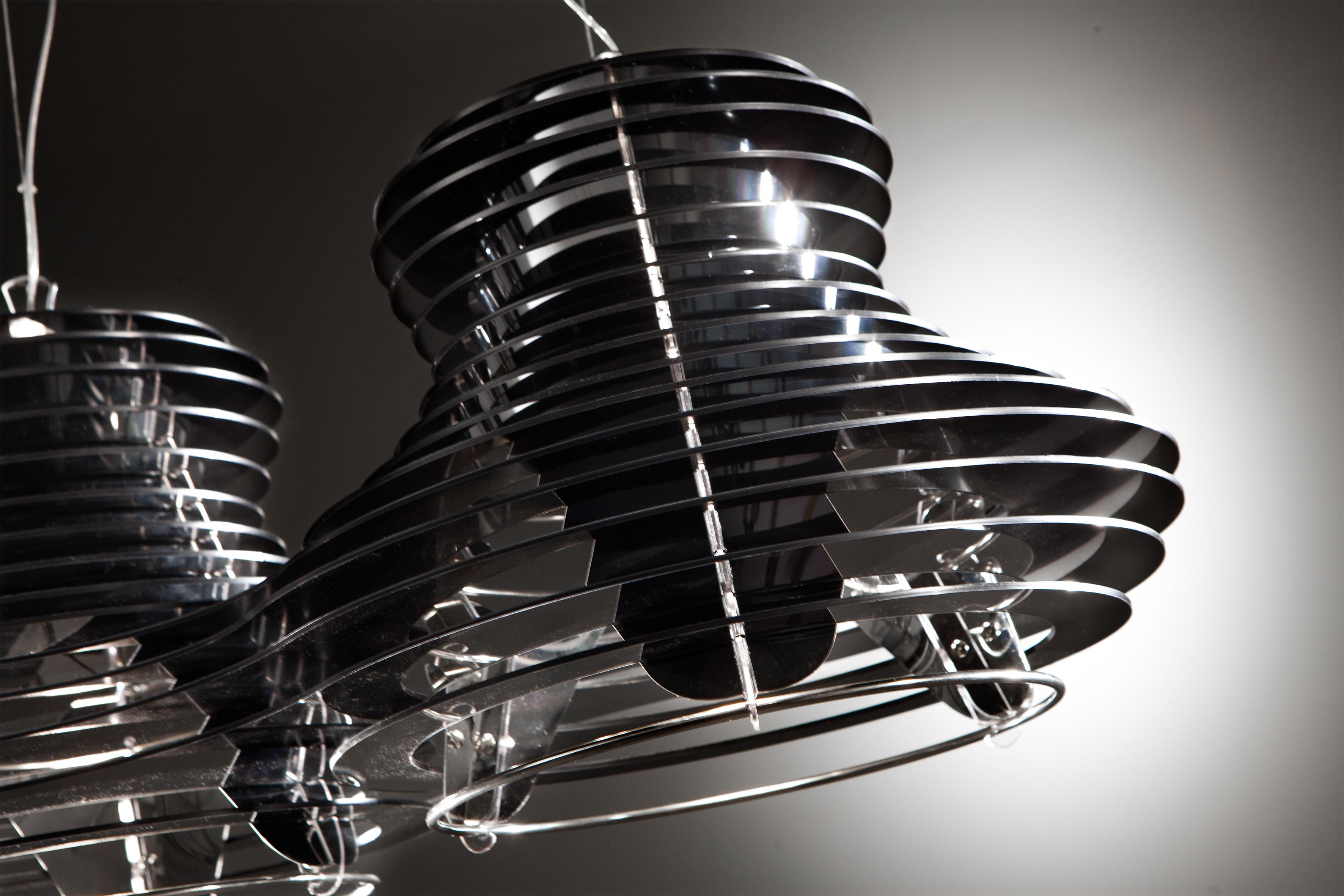 Modern SLAMP Faretto Double Pendant Light in Black by Nigel Coates