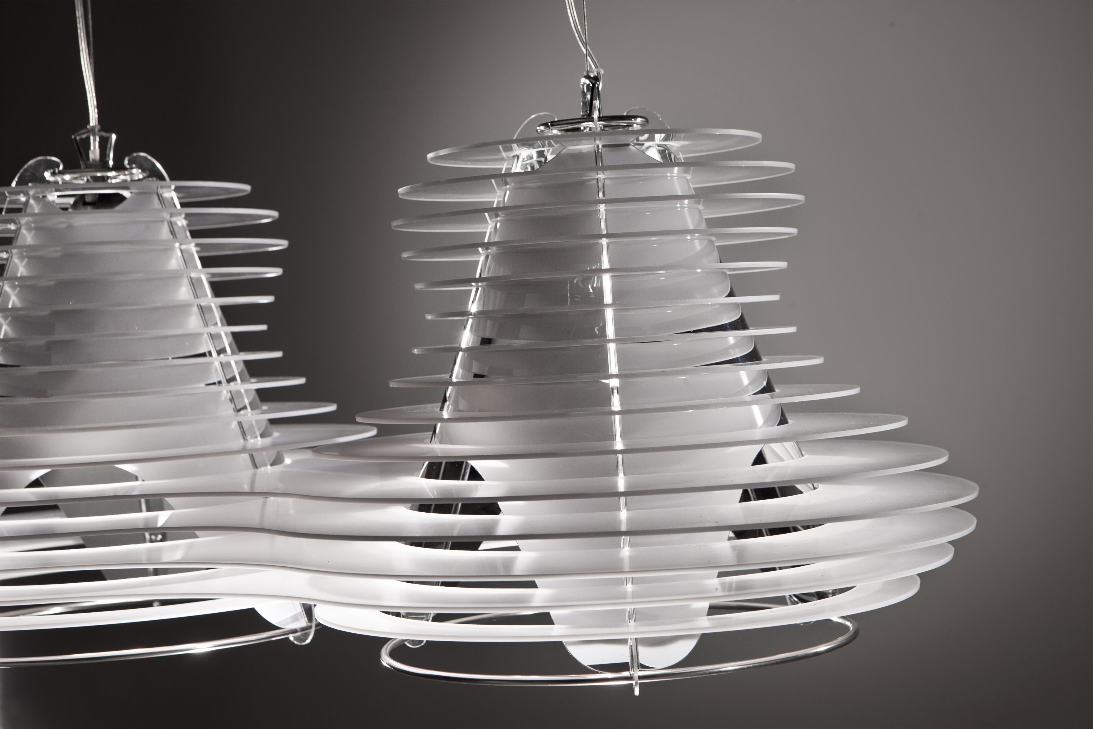 Contemporary Slamp Faretto Double Pendant Light in White by Nigel Coates For Sale