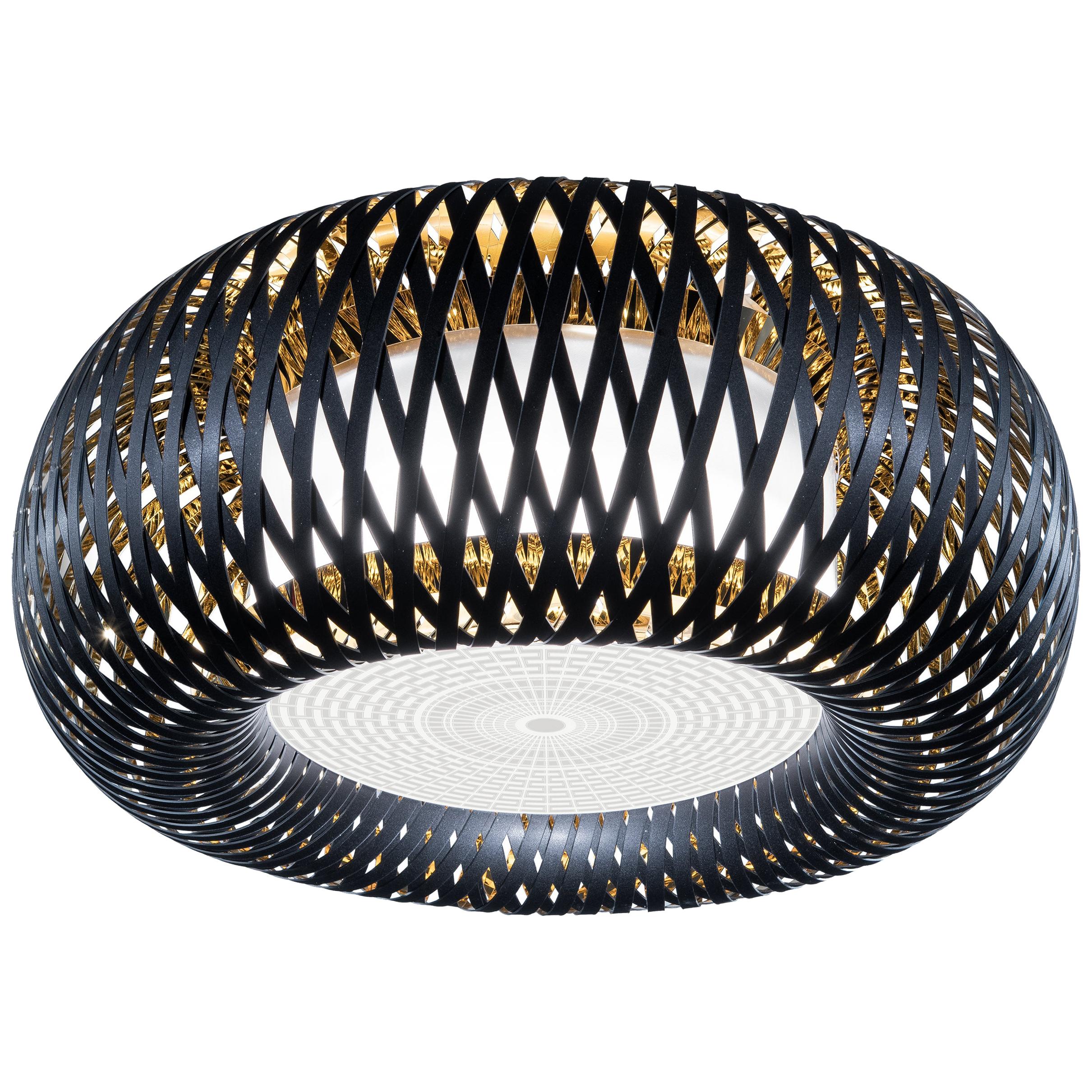 Slamp Kalatos Flushmount Black Gold by Adriano Rachele For Sale