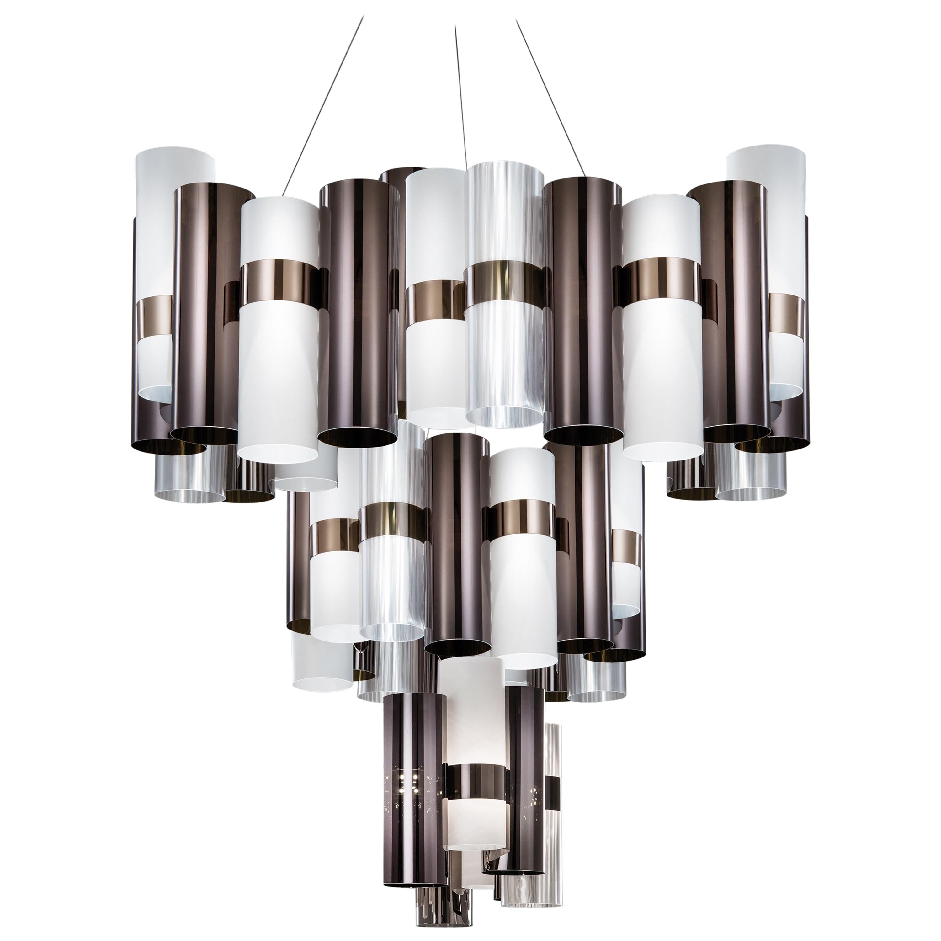 SLAMP La Lollo Extra Large Pendant Light in Pewter & White by Lorenza Bozzoli    For Sale