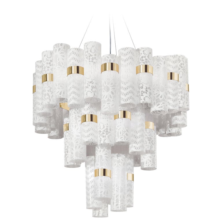 Slamp La Lollo Extra Large Pendant Light In White Lace By Lorenza Slamp La Lollo Extra Large Pendant Light In White Lace By Lorenza Bozzoli For