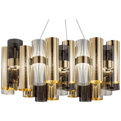 SLAMP La Lollo - Lampada a sospensione grande in oro e fumé di Lorenza Bozzoli