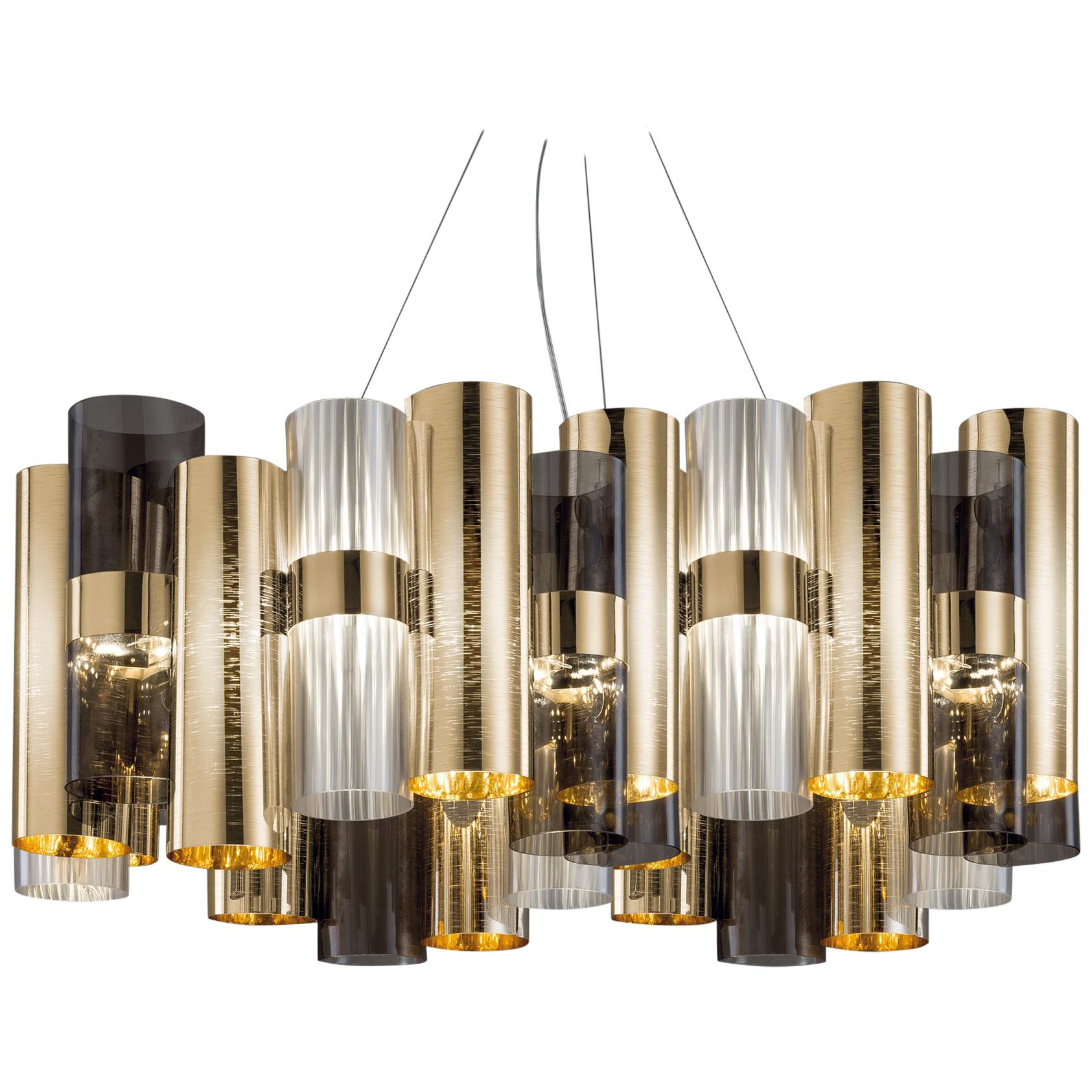 SLAMP La Lollo Large Pendant Light in Gold & Fumé by Lorenza Bozzoli